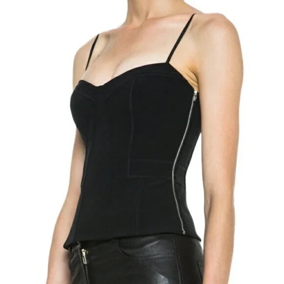 Alexander Wang Tops - Alexander Wang Spaghetti Strap Bustier Top Women Size 4 Black Side Zip